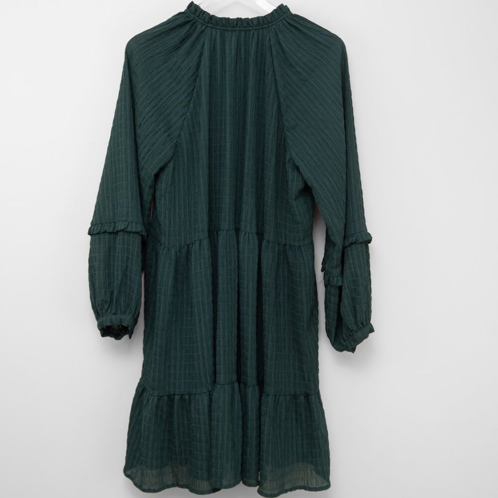 Mare Mare x Anthropologie Anne Tunic Dress Midi V-neck Tiered Green Size Medium - Picture 2 of 5